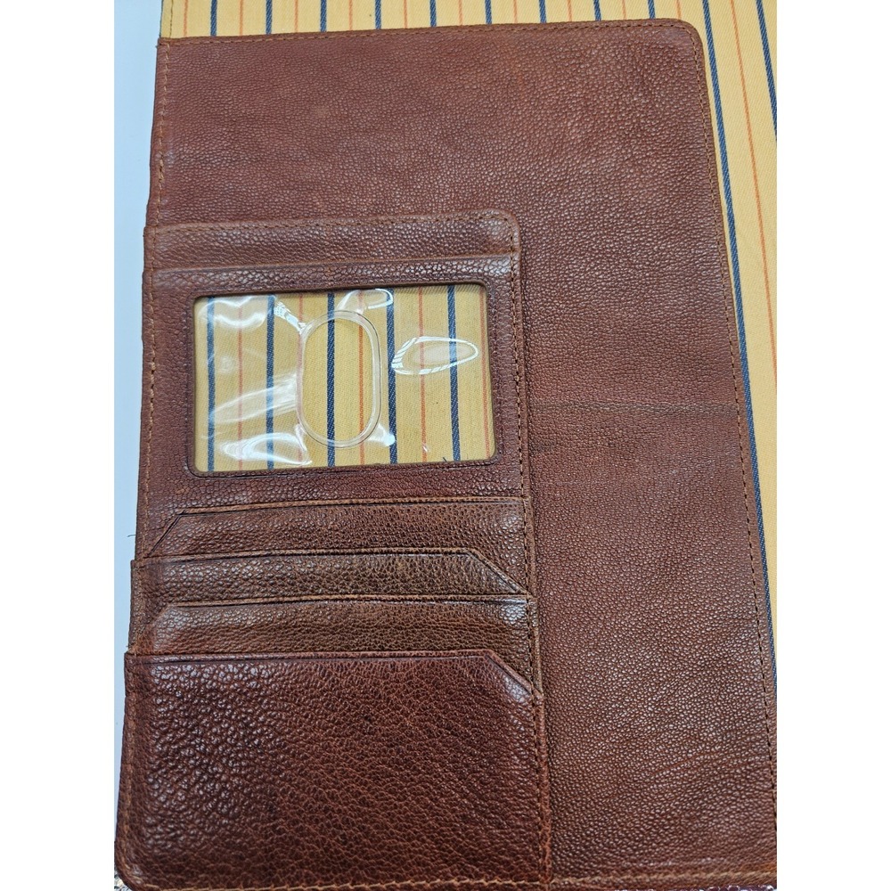 Johnston & Murphy J&M 1850 Brown Leather Portfolio Padfolio Organizer Striped - Picture 8 of 16